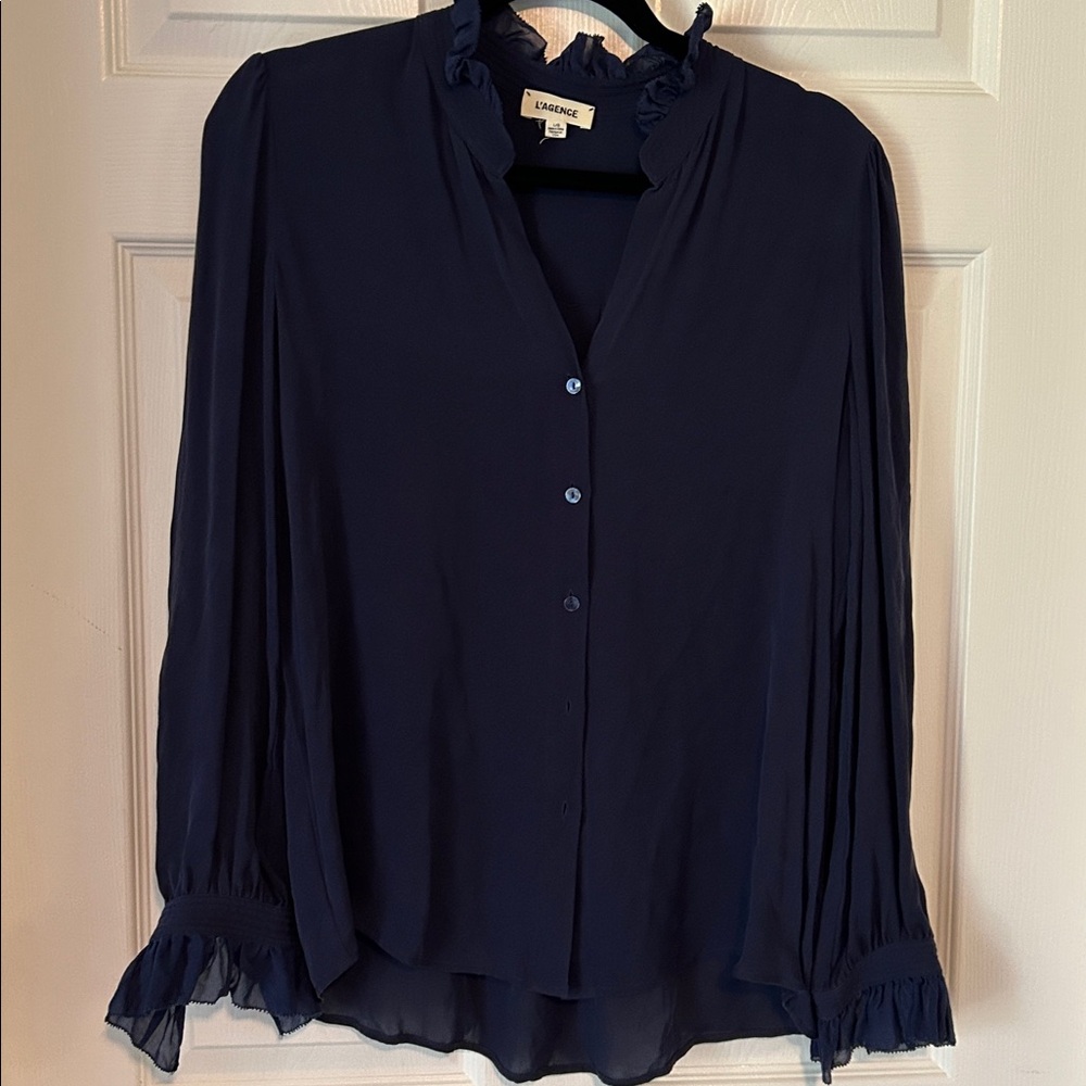Chico's Navy Ruffled Blouse